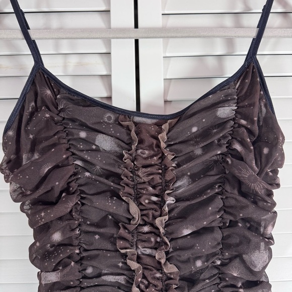 Urban Outfitters Tegan Mesh Bodycon Brown Slip Mini Dress Stretchy Size Large - Picture 3 of 9